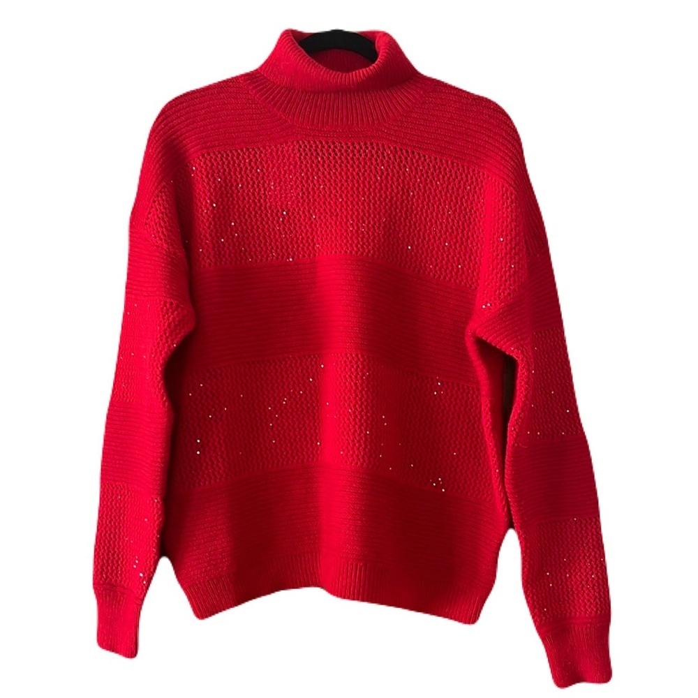 Rachel Zoe Red Sparked Turtleneck Sweater Size M New With Tag